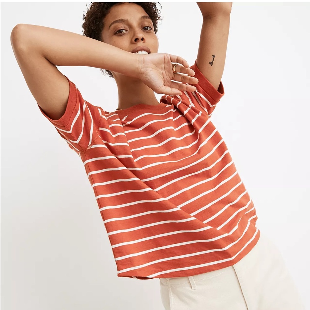 Madewell everyday stripe crop tee